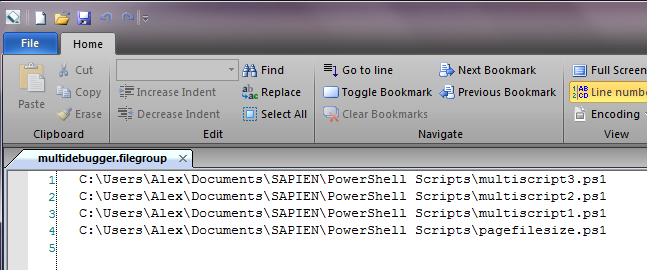 text file with the file names one by one, each in its own line