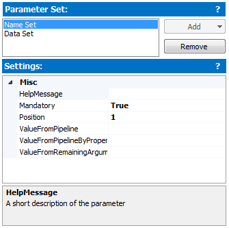 each parameter set has its own settings