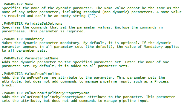 New-ValidationDynamicParam - parameter descriptions