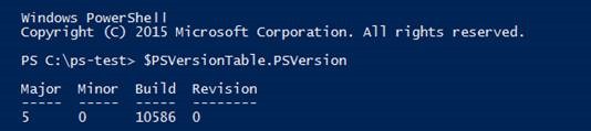 $PSVersionTable automatic variable and its PSVersion property