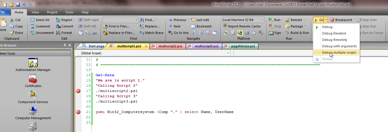 Debug Multiple Scripts