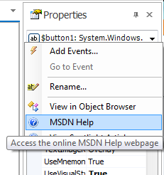 Property Panel ContextMenu