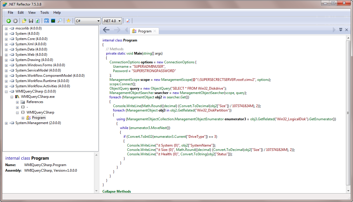 if you take a disassembly tool to a .NET exe you don’t even have to read binary data