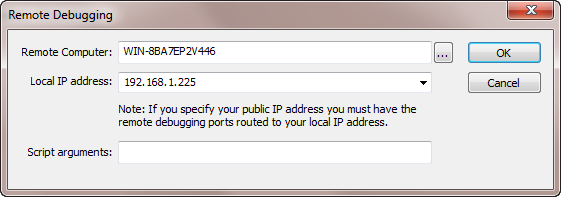 Remote Debugging dialog