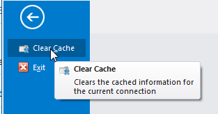 Click on the file tab and select “Clear Cache”