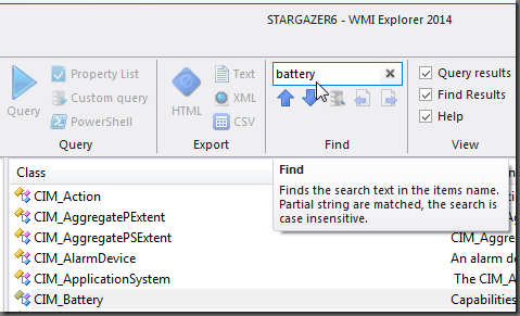 WMI Explorer find functionality
