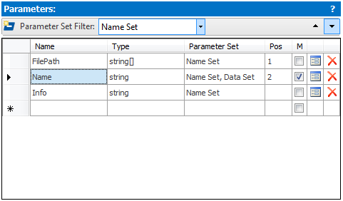 Parameter Set Filter: Parameter set position