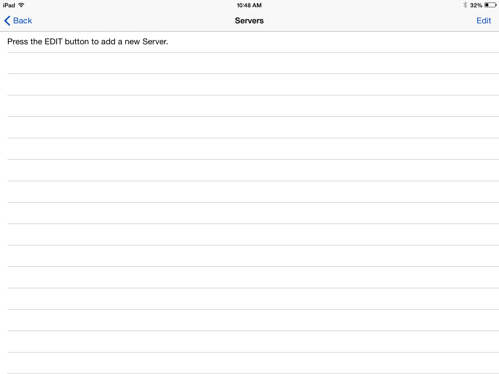 If you have never set up any servers, then you will see a list with a prompt