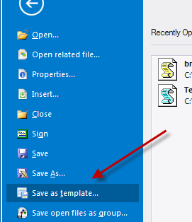 select “Save as template” from the backstage menu