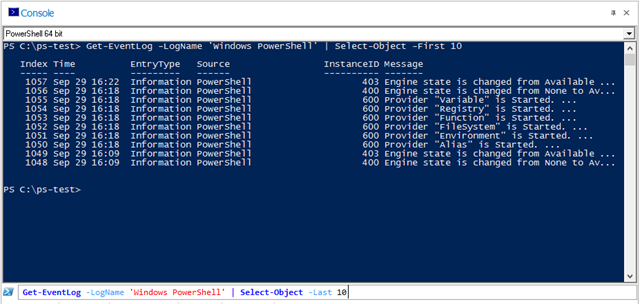 up-arrow recalls your previous commands and the down-arrow recalls your later commands