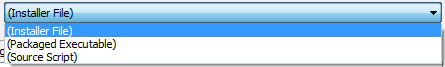 the initial file to deploy can either be the associated script file, the packaged executable you created or the installer containing these items