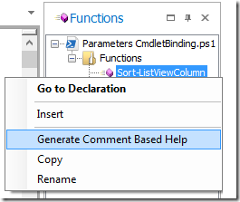 function explorer's context menu