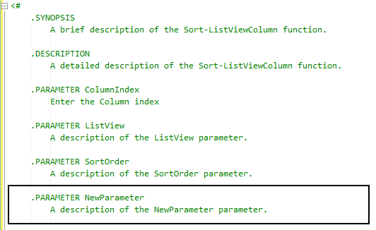 append missing parameters to the comment block