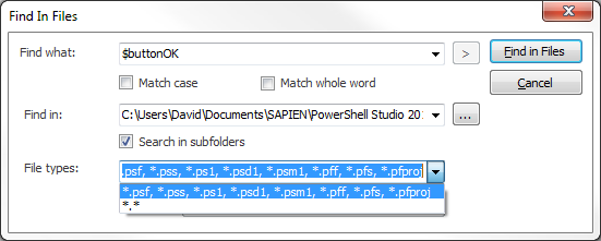 Specify File Types