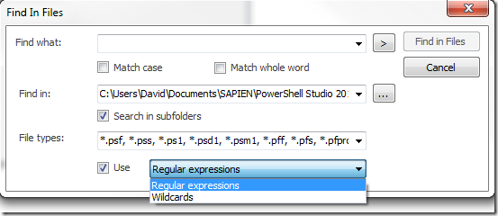 Use Regular Expressions or Wildcards