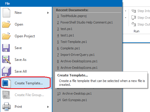 Click File and then click Create Template