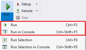 Run and Run in Console