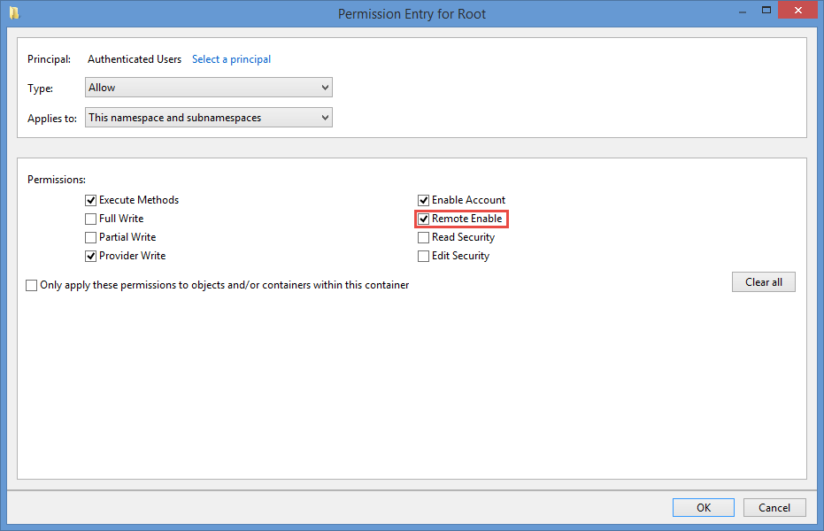 Verify that Remote Enable is enabled and then press OK and Apply until you close all open windows