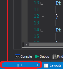 The font slider is in the lower left corner of the PowerShell Studio window