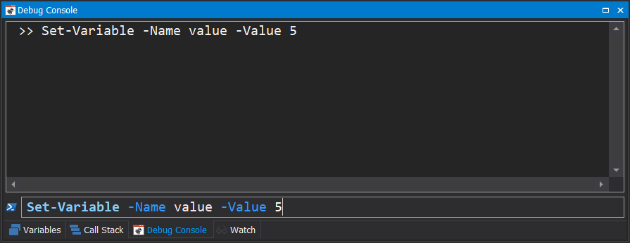 Debug Console Set Variable