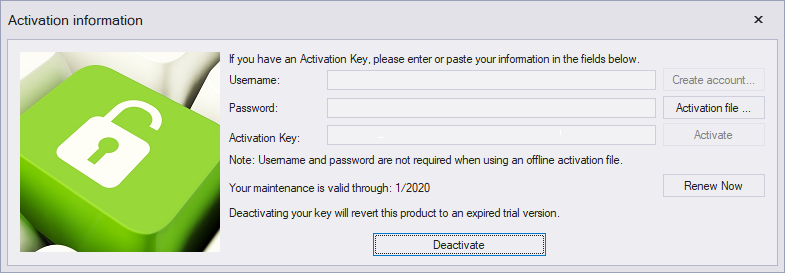 deactivation dialog